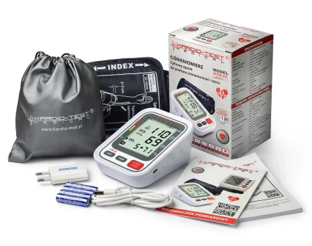 Ciśnieniomierz naramienny KARDIO-TEST MEDICAL KTB-02 z zasilaczem USB, wykrywa arytmię, pamięć 2x99