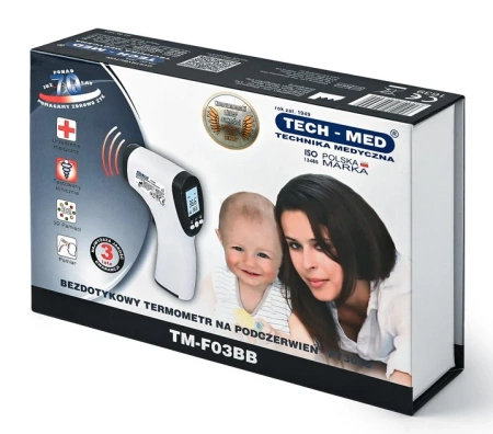 Termometr bezdotykowy TM-F03BB TECH-MED, z 3 letnią gwarancją, precyzyjny