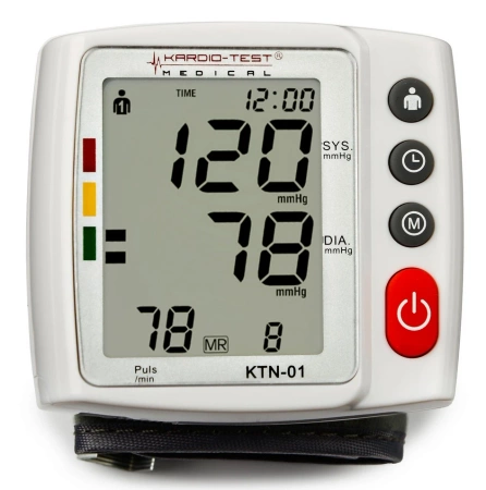 Ciśnieniomierz nadgarstkowy elektroniczny KTN-01 KARDIO-TEST, wykrywa arytmię, pamięć 2x120