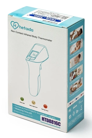Termometr elektroniczny bezdotykowy HeTaiDa HTD8816C do szybkiego i precyzyjnego pomiaru, 3 kolory podświetlenia ekranu