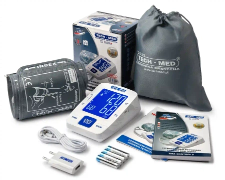 Ciśnieniomierz TMA-CONTROL 5 TECH-MED z funkcją mowy, pomiar podczas pompowania, pamięć 2x120, 22-42 cm