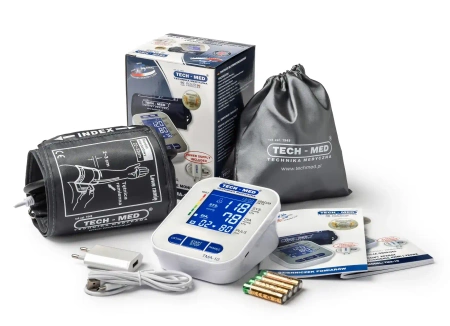 Ciśnieniomierz elektroniczny TMA-10 TECH-MED z zasilaczem USB, podświetlany ekran, wykrywa arytmię