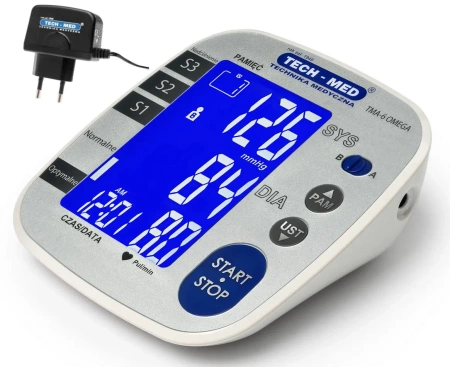 TMA-6 OMEGA upper arm blood pressure monitor with power supply