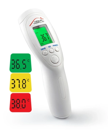 Termometr elektroniczny bezdotykowy HW-HL020 z Bluetooth, 3 kolory podświetlenia ekranu, szybki pomiar 1s