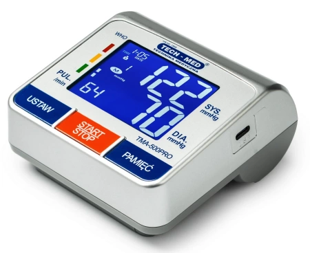 Ciśnieniomierz elektroniczny TMA-500 PRO TECH-MED, pomiar podczas pompowania, wykrywa arytmię, pamięć 2x120, 22-42 cm