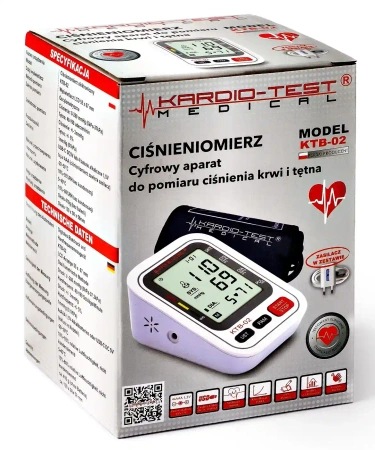Ciśnieniomierz naramienny KARDIO-TEST MEDICAL KTB-02 z zasilaczem USB, wykrywa arytmię, pamięć 2x99