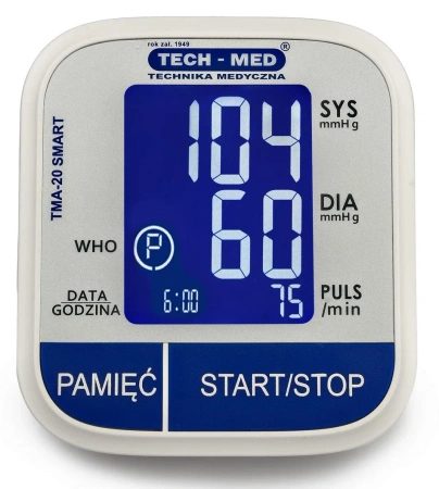 Ciśnieniomierz elektroniczny TMA-20 SMART TECH-MED, pomiar podczas pompowania, wykrywa arytmię