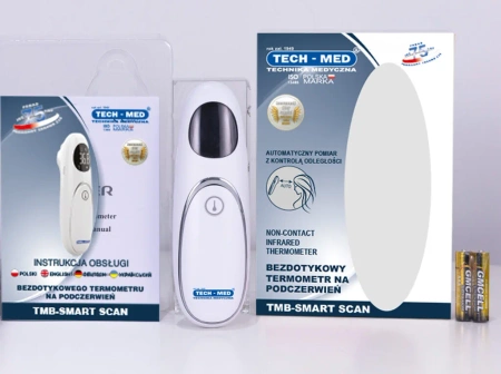 Termometr bezdotykowy na podczerwień TMB-SMART SCAN TECH-MED, automatyczny pomiar z kontrolą odległości, szybki i dokładny pomiar